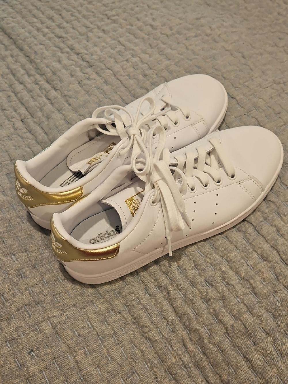 adidas Women's White Sneakers with Gold Heel Tab